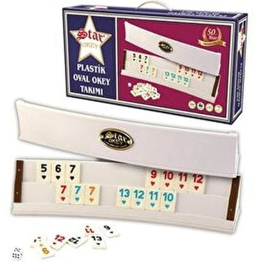 Star Okey Plastik Oval Okey Takımı Açık Renk ürün görseli 1