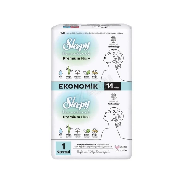 3 ADET Sleepy Bio Natural Super Eco Gece Extra Hijyenik Ped 14'lü ürün görseli 1