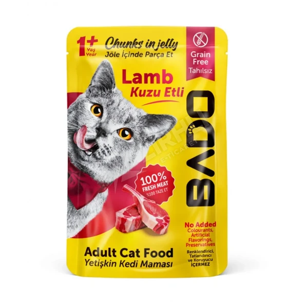 4 ADET Bado Yetişkin Kedi Yaş Mama Kuzu Etli 85 Gr ürün görseli 1