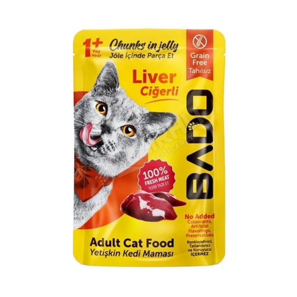 4 ADET Bado Yetişkin Kedi Yaş Mama Ciğerli 85 Gr ürün görseli 1