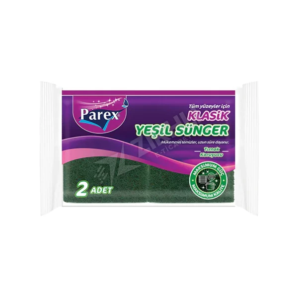 3 ADET Parex Klasik Oluklu Yeşil Sünger 2'li ürün görseli 1
