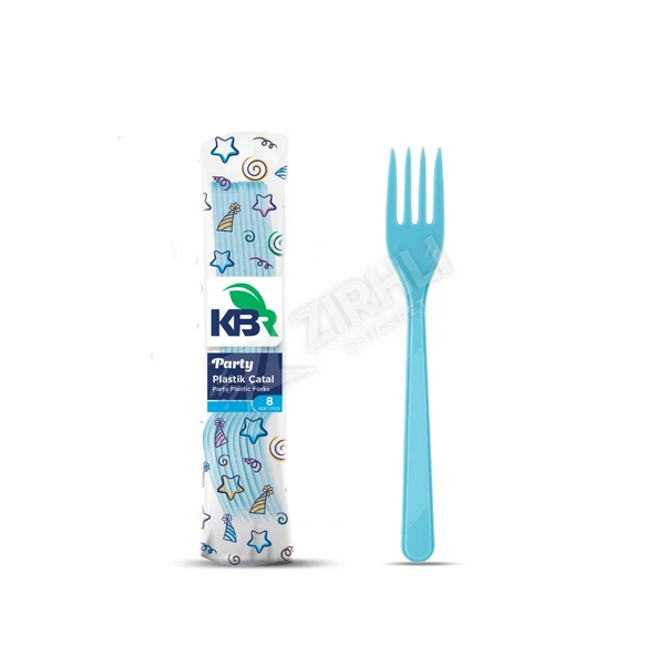 3 ADET Kbr Party Plastik Çatal Mavi 8'li ürün görseli 1