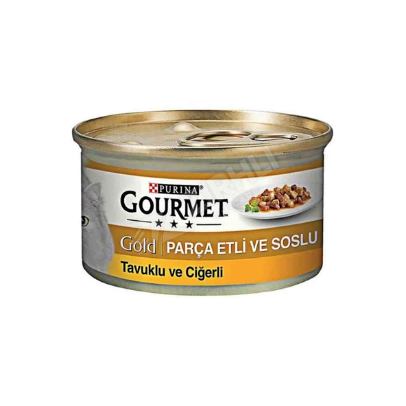 3 ADET Gourmet Gold Parça Etli Soslu Tavuklu ve Ciğerli Yetişkin Kedi Konservesi 85 Gr ürün görseli 1