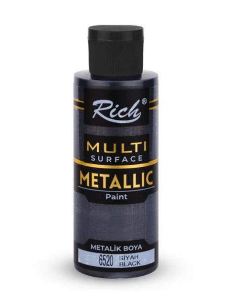 Rich Multi Surface Metalik Akrilik Boya Siyah 120ml ürün görseli 1