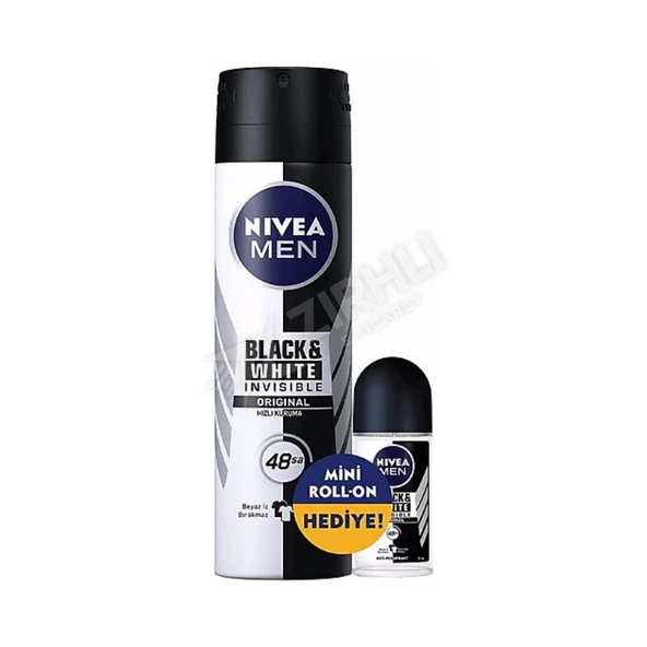 3 ADET Nivea B&W Original Erkek Deodorant 150 Ml + Roll-On 25 Ml Hediye ürün görseli 1