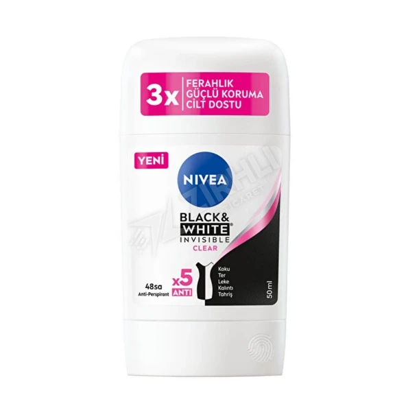 3 ADET Nivea Stıck Kadın Invisible B&W Clear 50Ml ürün görseli 1