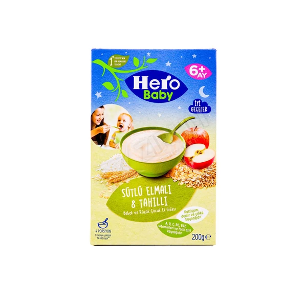 3 ADET Hero Baby Ek Besin Sütlü Elmalı 8 Tahıllı 200 Gr ürün görseli 1