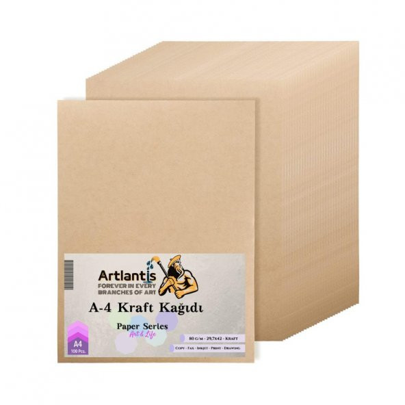 A4 Kraft Kağıt 80 Gr 100 Adet Artlantis Kraft Saman Kağıt 100 Adet ürün görseli 1