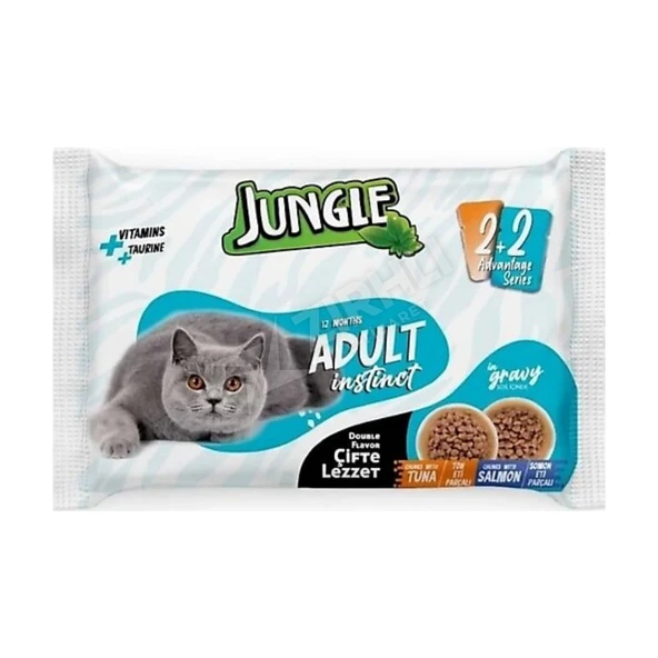 3 ADET Jungle Çift Lezzet Pouch Ton - Somonlu Yetişkin Kedi Maması ürün görseli 1