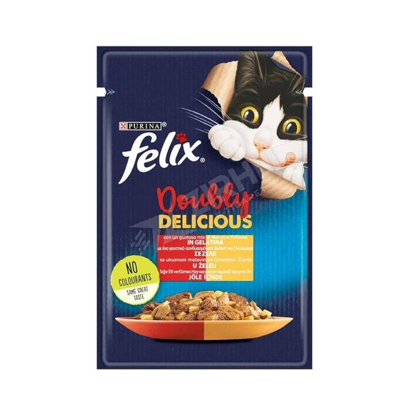 3 ADET Felix Çifte Lezzet Sığır ve Tavuklu Yaş Kedi Maması 85 Gr ürün görseli 1