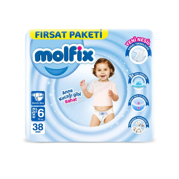 3 ADET Molfix Fırsat Paketi (6 No) Extra Large Bebek Bezi 38Li ürün görseli 1