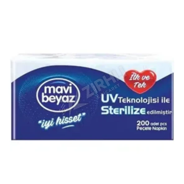 3 ADET Mavi Beyaz Peçete (30 X 30) 200 Lü ürün görseli 1
