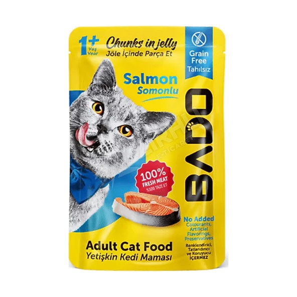 3 ADET Bado Yetişkin Kedi Yaş Mama Somon Balıklı 85 Gr ürün görseli 1