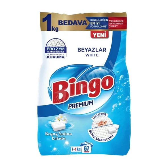 3 ADET Bingo Matik Premium Beyaz Çamaşır Deterjanı 8 Kg ürün görseli 1