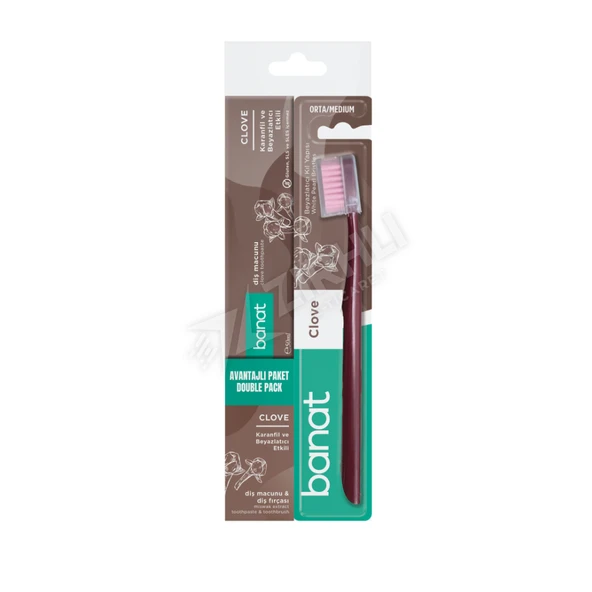 3 ADET Banat Set Clove (Karanfil) Diş Fırçası + 50 Ml Macun Set Orta ürün görseli 1