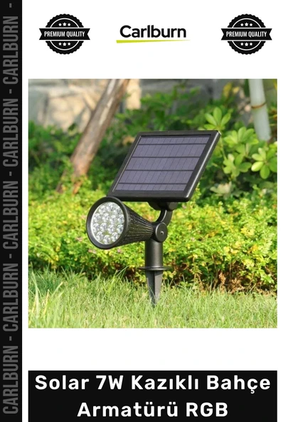 Özel Üretim Dış Mekan Güneş Enerjili LED Peyzaj Aydınlatma Şık Solar 7W Kazıklı Bahçe Armatürü RGB ürün görseli 1