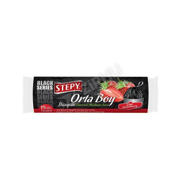 2 ADET Stepy Büzgülü Çöp Torbası Çilek Kokulu Orta Boy ürün görseli 1