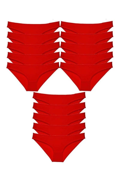 15 adet Süper Eko Set Likralı Kadın Slip Külot Kırmızı ürün görseli 1