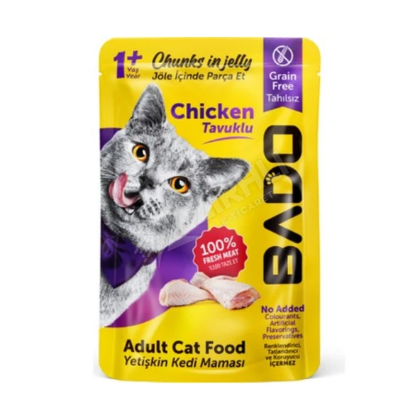 3 ADET Bado Yetişkin Kedi Yaş Mama Tavuk Etli 85 Gr ürün görseli 1