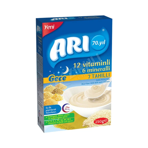 3 ADET Arı Mama Ek Besin Gece 7 Tahıllı 250 Gr ürün görseli 1