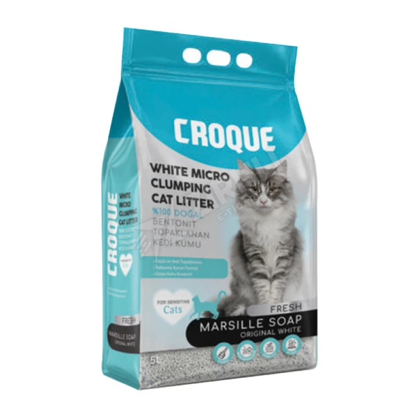 3 ADET Croque Fresh Marsilya Sabunu Kokulu Bentonit Topaklanan Kedi Kumu 5 L ürün görseli 1