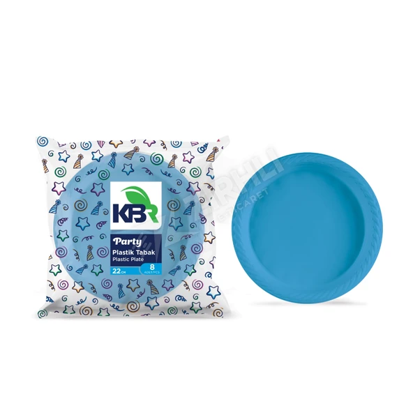 2 ADET Kbr Party Plastik Tabak 22 Cm Mavi 8'li ürün görseli 1