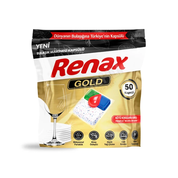 2 ADET Renax Gold Bulaşık Makinesi Kapsülü 50'li ürün görseli 1