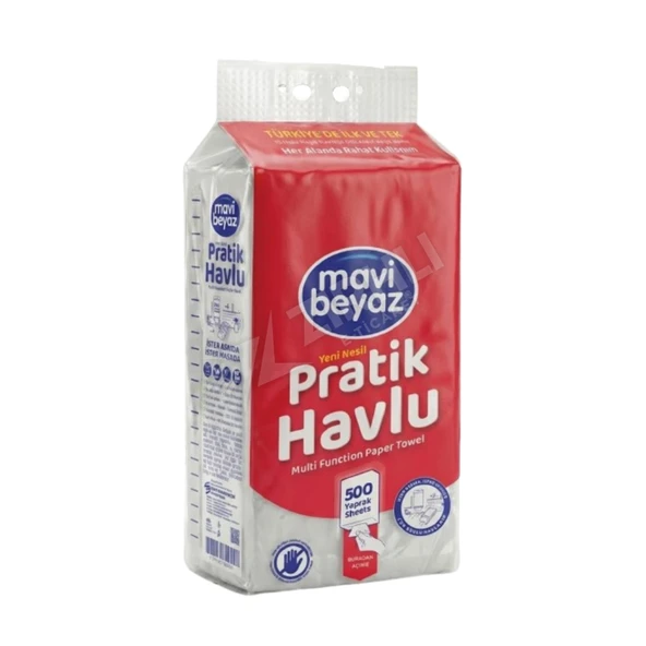 2 ADET Mavi Beyaz Pratik Havlu 500 Yaprak ürün görseli 1