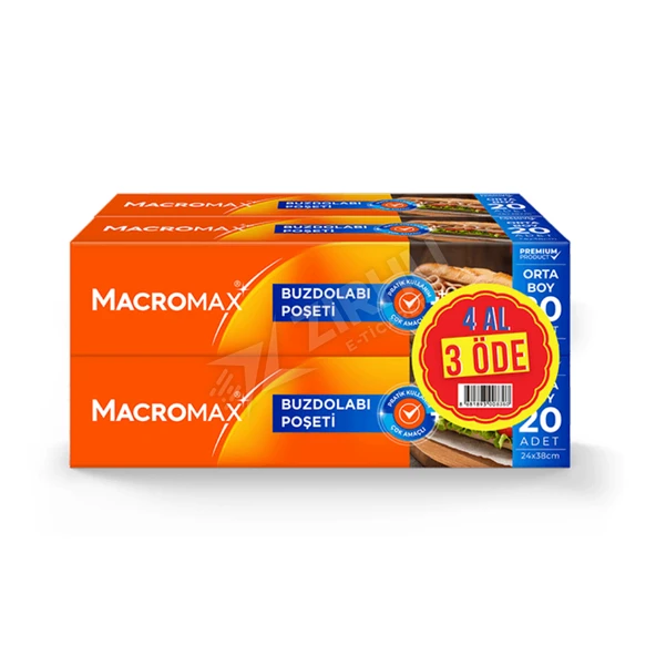 2 ADET Macromax Buzdolabı Poşeti Orta Boy 4 Al 3 Öde 80'li Paket ürün görseli 1