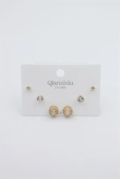 Çoklu Set Küpe - Altın ürün görseli 1