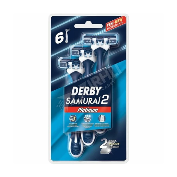 2 ADET Derby Samurai Platinum 2 Bıçaklı 6 Lı Blister ürün görseli 1