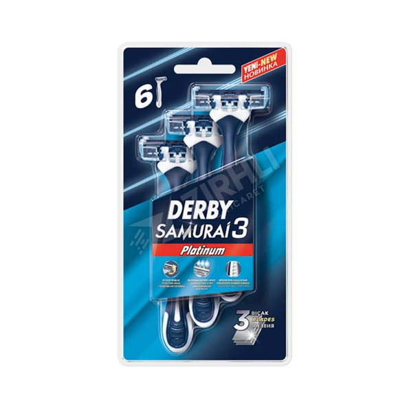 2 ADET Derby Samurai Platinum 3 Bıçaklı 6 Lı Poşet Blisterli ürün görseli 1
