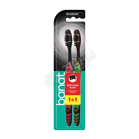 2 ADET Banat Diş Fırçası Deep Clean Black ( 1+1 ) Orta ürün görseli 1