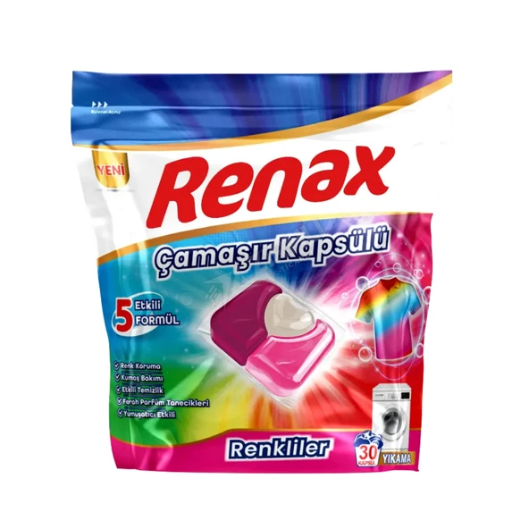 Renax Çamaşır Makinesi Kapsülü Renkliler 30'lu ürün görseli 1