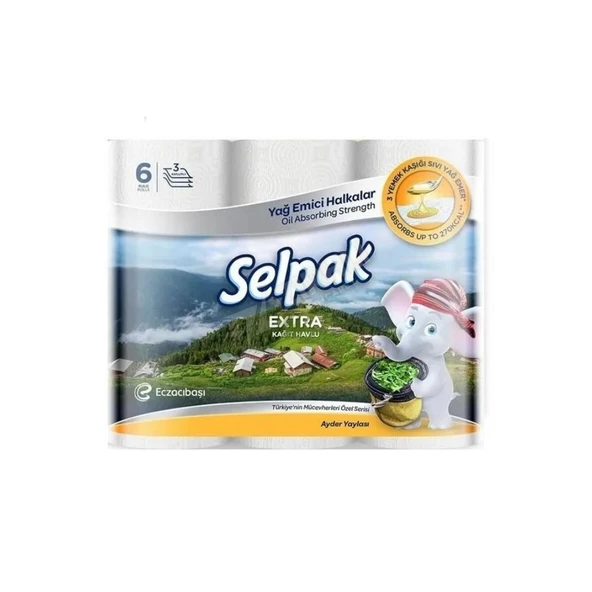 Selpak Extra Desenli Kağıt Havlu 6Lı ürün görseli 1