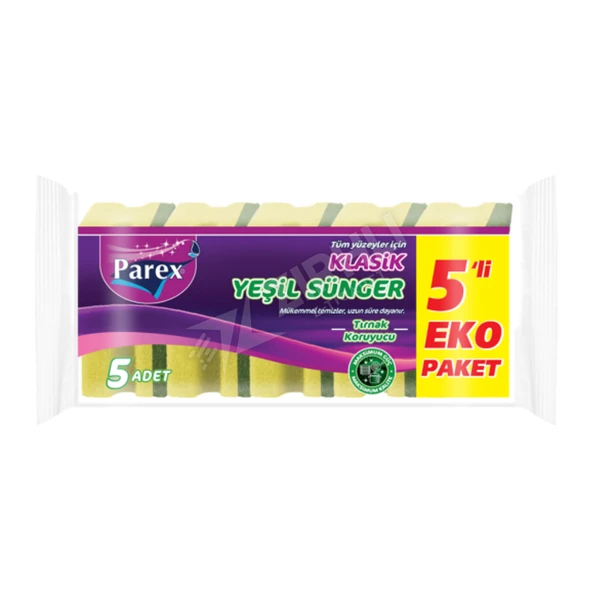 Parex Klasik Yeşil Sünger Oluklu 5'li ürün görseli 1