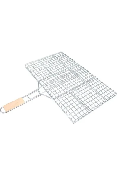 Ahşap Saplı Mangal Izgarası Galvanizli Paslanmaz Kafes Demir 30 x 40 cm ürün görseli 1