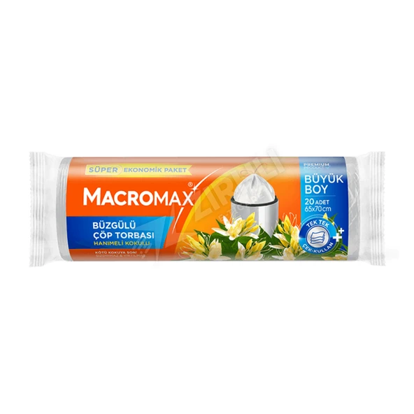 Macromax Büzgülü Çöp Torbası Büyük Boy Hanımeli Kokulu 20'li Paket ürün görseli 1