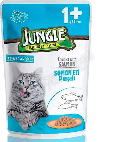 Jungle Pouch Yetişkin Kedi Maması Somon Parçalı 100 Gr ürün görseli 1