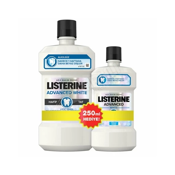 Listerine Advanced White Ağız Suyu 500 Ml + 250 Ml Set ürün görseli 1