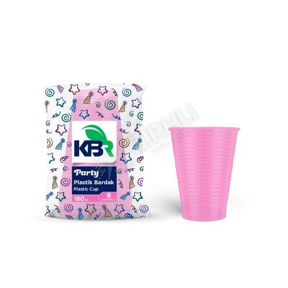 Kbr Party Plastik Bardak Pembe 8'li ürün görseli 1
