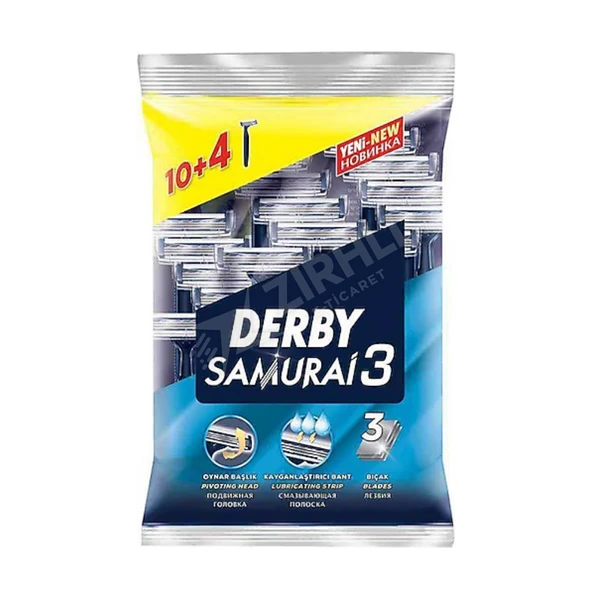 Derby Samurai 3 Tıraş Bıçağı 14 Lü Poşet (10 + 4) ürün görseli 1