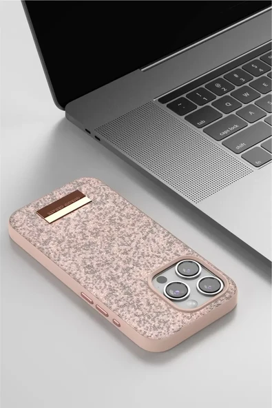 Onegif Apple iPhone 14 Bright Simli Kapak - Pembe - Resim 3