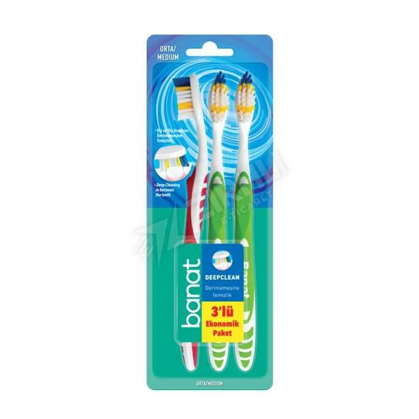 Banat Diş Fırçası Deep Clean 3 Lü Orta ürün görseli 1