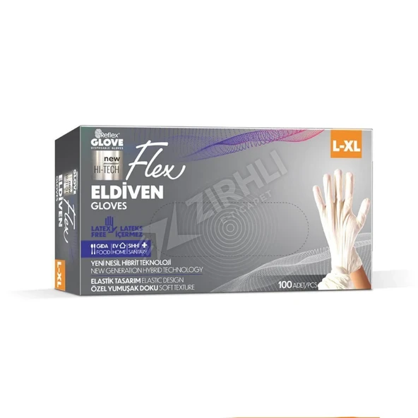 Flex Pudrasız Eldiven L-XL Boy 100'Lü Krem ürün görseli 1
