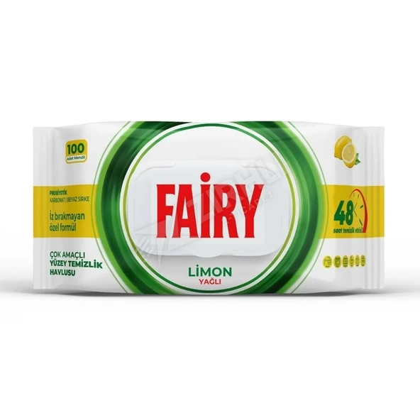 Fairy Yüzey Temizlik Mendili Limon Yağlı 100'lü ürün görseli 1