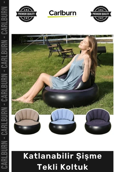 #Koltuk Kadife Dokulu Ergonomik Konforlu Kamp Bahçe Portatif Katlanabilir Şişme Tekli Koltuk ürün görseli 1