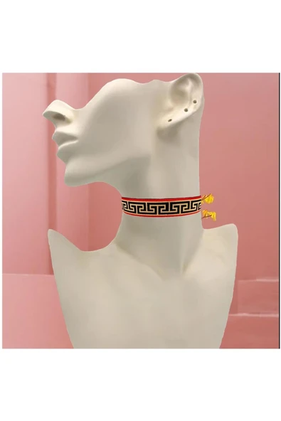 Özel Dokuma Saten & Keten Karışımı Kadın Choker Tasma Kolye ürün görseli 1