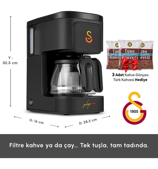 Karaca Taraftar Özel Seri Filtre Kahve ve Çay Makinesi Sarı Kırmızı Just Coffee Aroma 2 In 1 ürün görseli 1