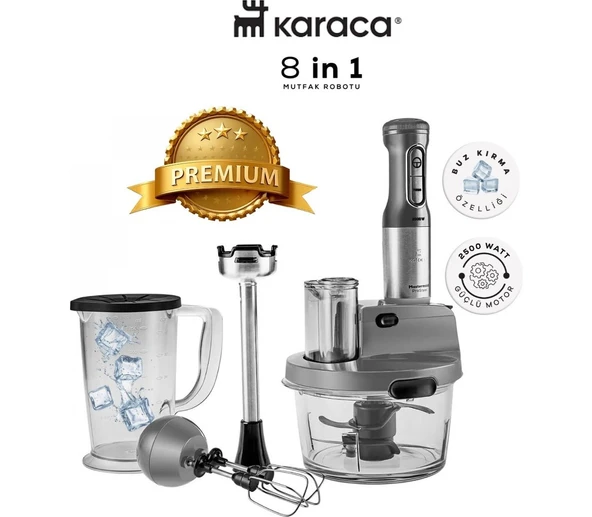 Karaca Inox Paslanmaz Gövde 1,5 Litre Cam Hazneli 2500W Yüksek Güçlü Çok Fonksiyonlu Blendır & Mutfak Robotu ürün görseli 1